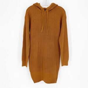 New Look Burnt Orange Knit Hooded Tunic Sweater Size Small